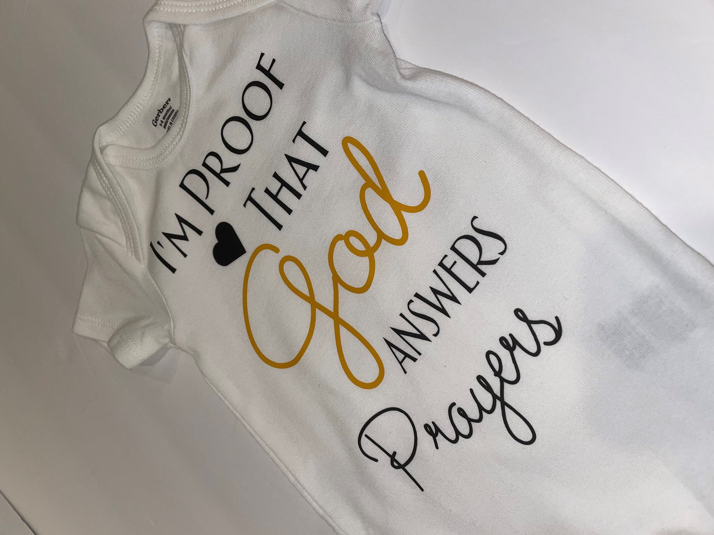 Customized I'M PROOF THAT GOD ANSWERS PRAYERS BABY ONESIE